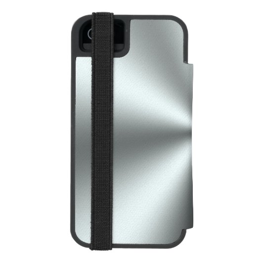 Metallic zilvergrijs roestvrij staal look incipio iPhone portemonnee hoesje (Agenda Achterkant)