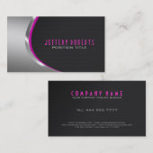 Metallic zilvergrijs & zwarte koolstofvezel visitekaartje (Voorkant / Achterkant)