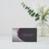 Metallic zilvergrijs & zwarte koolstofvezel visitekaartje (Staand voorkant)