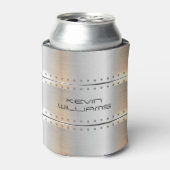 Metallic zilvergrijze strepen blikjeskoeler (Blikje Voorkant)