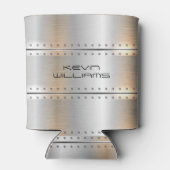 Metallic zilvergrijze strepen blikjeskoeler (Achterkant)