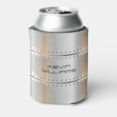 Metallic zilvergrijze strepen blikjeskoeler (Blikje Achterkant)