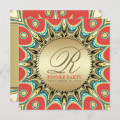 Metallic Zonnebloem Golden Dinner Party Uitnodigin Kaart (Voorkant / Achterkant)