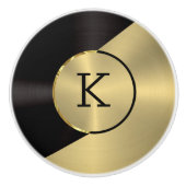 Metallic zwart en goud geometrisch ontwerp keramische knop (Voorkant)