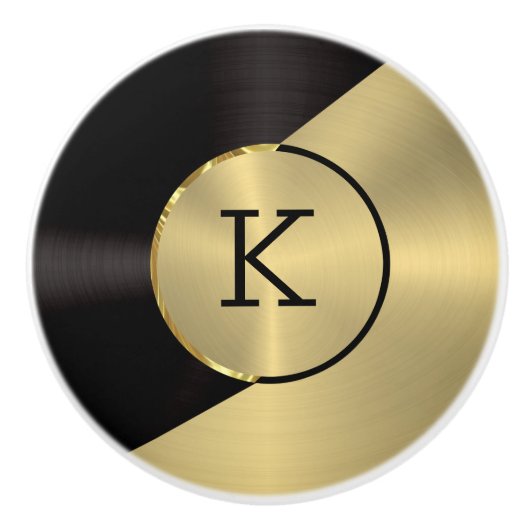 Metallic zwart en goud geometrisch ontwerp keramische knop (Voorkant)