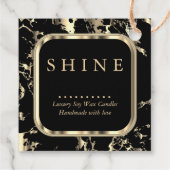 Metallic zwart en goud marmer bedankjes labels (Achterkant)
