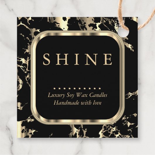 Metallic zwart en goud marmer bedankjes labels (Achterkant)