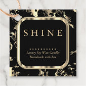 Metallic zwart en goud marmer bedankjes labels (Voorkant)