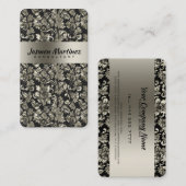 Metallic zwart en oud zilver Toon bloemdamast Visitekaartje (Voorkant / Achterkant)
