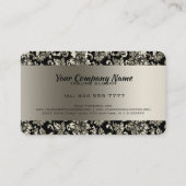 Metallic zwart en oud zilver Toon bloemdamast Visitekaartje (Achterkant)