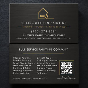 Metallic Zwart Goud Schilder Schilderen QR Code Visitekaartje
