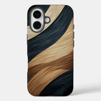 Metallic Zwart & Goud Zebra Strepen Telefoonhoes iPhone 16 Hoesje