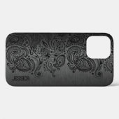 Metallic zwart met zwart Paisley Kant Hoesje-Mate  Case-Mate iPhone Case (Achterkant (horizontaal))