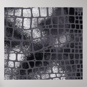 Metallic zwarte slangenhuid: elegante textuur poster