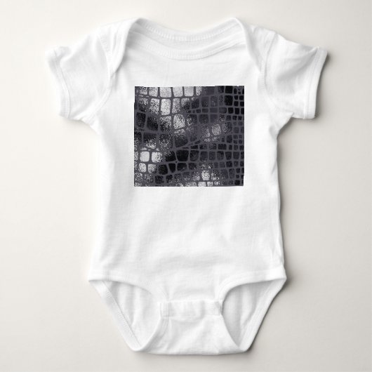 Metallic zwarte slangenhuid: elegante textuur romper (Voorkant)