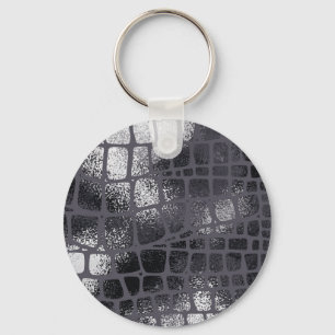 Metallic zwarte slangenhuid: elegante textuur sleutelhanger