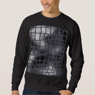 Metallic zwarte slangenhuid: elegante textuur trui