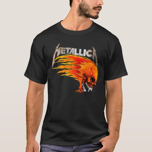 Metallica Flaming Skull Graphic Tee 💀🔥 T-shirt (Voorkant)
