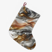 Metallica Zilver Goud en Koper Grote Kerstsok (Voorkant (Hangend))