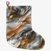 Metallica Zilver Goud en Koper Grote Kerstsok (Voorkant)