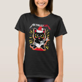 Metallicat Funny Cat Rock 90s Guitar Bass Merry Ch T-shirt (Voorkant)