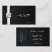 MetallicPlatinum Silver en Black interieur design Visitekaartje (Voorkant / Achterkant)