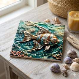 Metallieke Engelvissen Marien Leven Decoratie Tegeltje