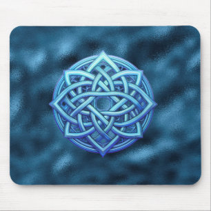 Metallisch Arctisch Blauw Keltische Knoop Donkere  Muismat