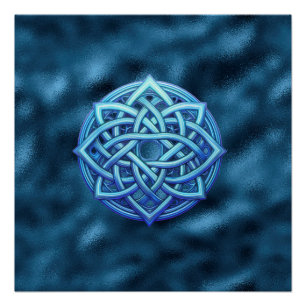 Metallisch Arctisch Blauw Keltische Knoop Donkere  Perfect Poster
