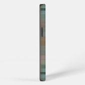Metallisch blauw-grijs strepenpatroon monogram iPhone hoesje (Rechterkant)