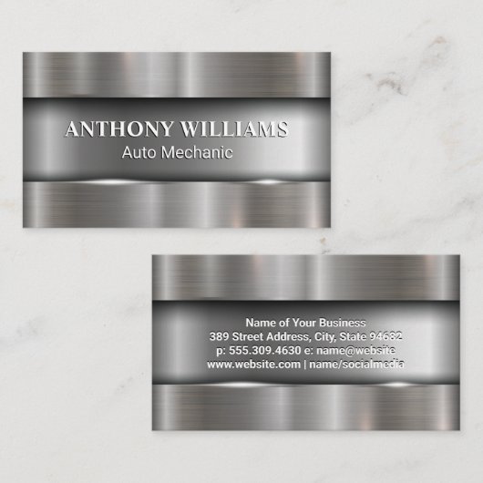 Metallisch geborstelde achtergrond visitekaartje (Voorkant / Achterkant)