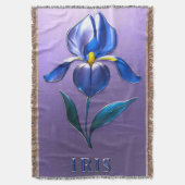 Metallisch Glänzende Blaue Irisblüte mit Text Deken (Voorkant Verticaal)