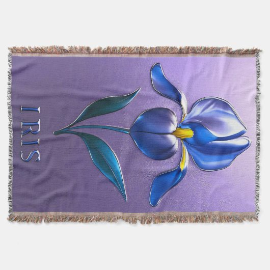 Metallisch Glänzende Blaue Irisblüte mit Text Deken (Voorkant)
