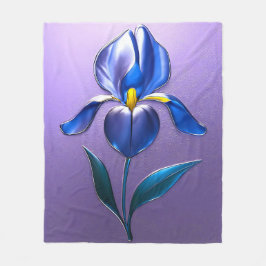 Metallisch Glänzende Blaue Irisblüte mit Text Fleece Deken