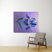 Metallisch Glänzende Blaue Irisblüte mit Text Wandkleed (In Situ (horizontaal))