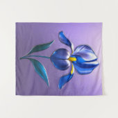 Metallisch Glänzende Blaue Irisblüte mit Text Wandkleed (Voorkant (horizontaal))