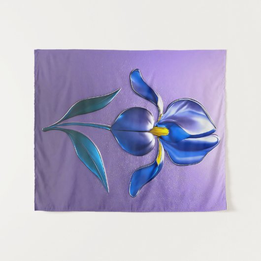 Metallisch Glänzende Blaue Irisblüte mit Text Wandkleed (Voorkant (horizontaal))