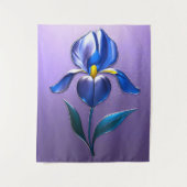 Metallisch Glänzende Blaue Irisblüte mit Text Wandkleed (Voorkant)