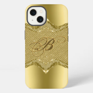 Metallisch goud met diamantenpatroon iPhone 13 hoesje