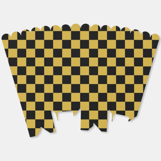 Metallisch Goud met Zwart Vierkant Patroon Popcorn Bedankdoosjes (Ongevouwen)