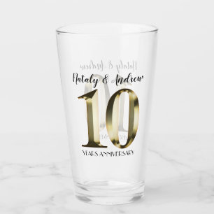 Metallisch gouden 10e Jubileum voor bruiloft Glas