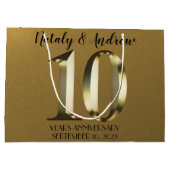 Metallisch gouden 10e Jubileum voor bruiloft Groot Cadeauzakje (Achterkant)