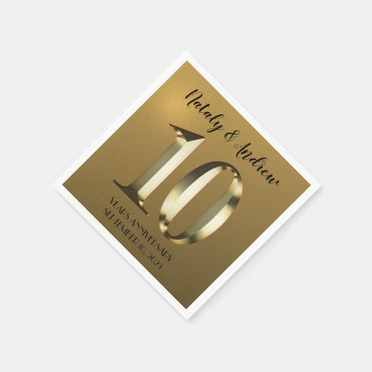 Metallisch gouden 10e Jubileum voor bruiloft Servet (Hoek)