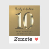 Metallisch gouden 10e Jubileum voor bruiloft Sticker (Vel)