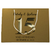 Metallisch gouden 15e Jubileum voor bruiloft Groot Cadeauzakje (Voorkant)