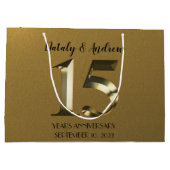 Metallisch gouden 15e Jubileum voor bruiloft Groot Cadeauzakje (Achterkant)