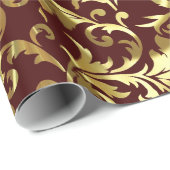 Metallisch gouden damast cadeaupapier (Rol Hoek)