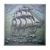 Metallisch Iridiserend Zeilschip ID1223 Tegeltje (Voorkant)