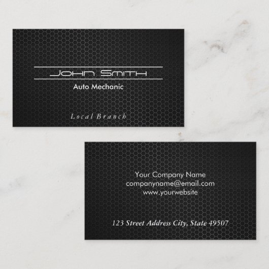 metallisch koolstofvezelpatroon visitekaartje (Voorkant / Achterkant)