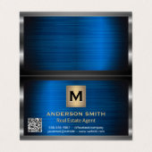 metallisch Lijst | Blauw Metallic | QR-labelscan Visitekaartje (Buitenkant ongevouwen)